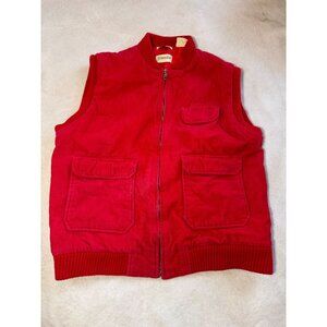 Vintage St. Johns Bay Red Corduroy Zip-Up Vest Size Large